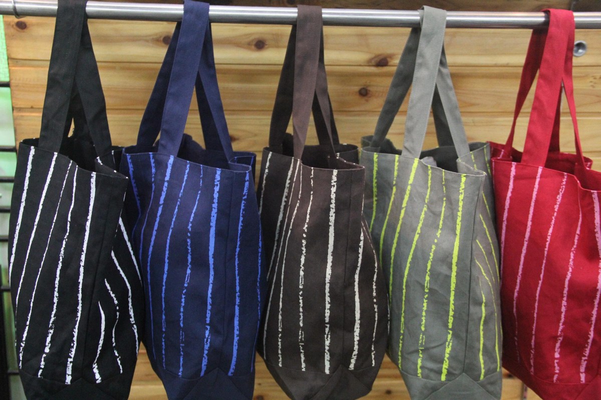 Striped textile bags