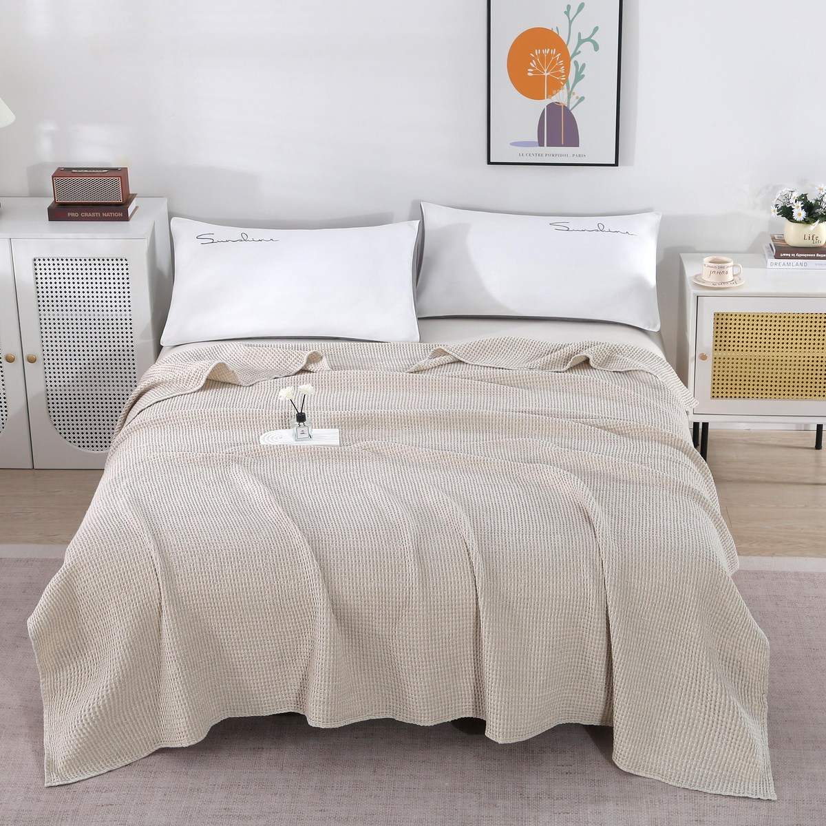 Cotton-blend waffle blanket